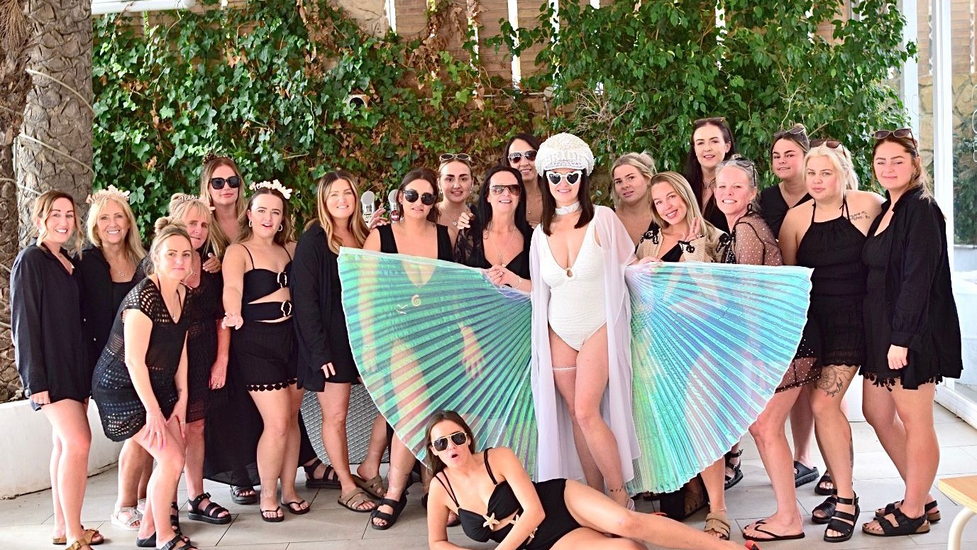 bride to be with hen party on a night out